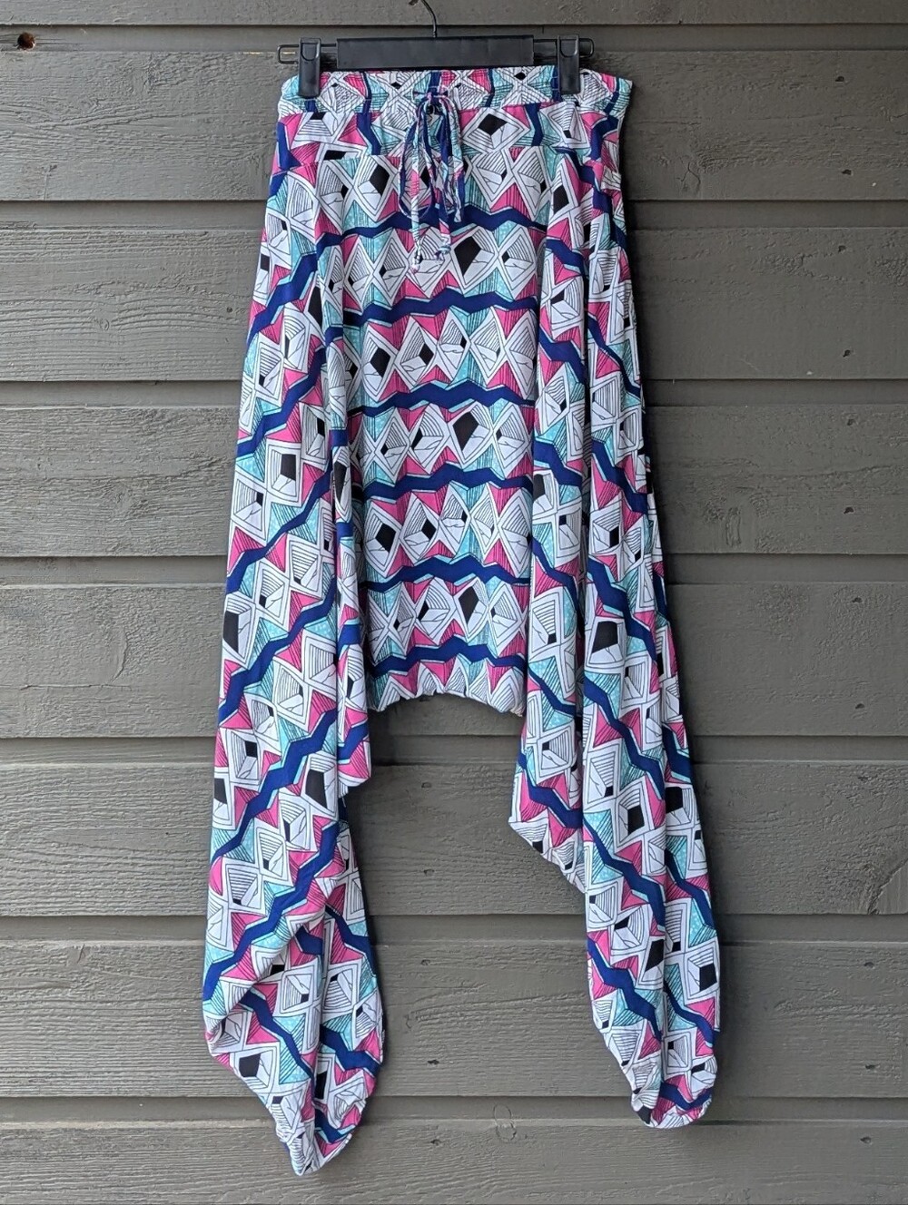 Buddha Pants Colorful Geometric Drop Crotch Harem Pants Size XS